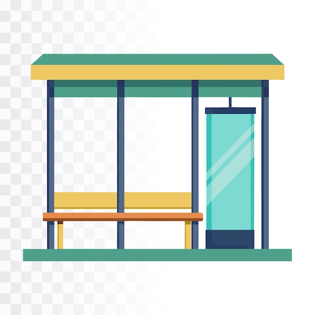 Vector bus stop flat vector illustration on transparent background