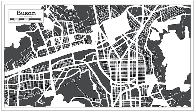 Busan South Korea City Map in Retro Style Outline Map Vector Illustration