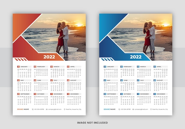 Business 2022 wall calendar design print template