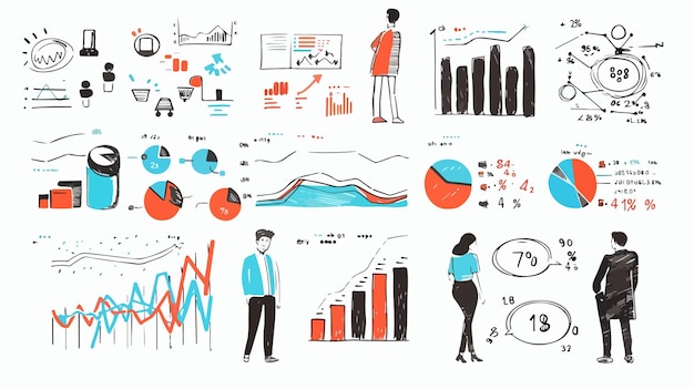 Vector business activity graphs and charts for professional presentations