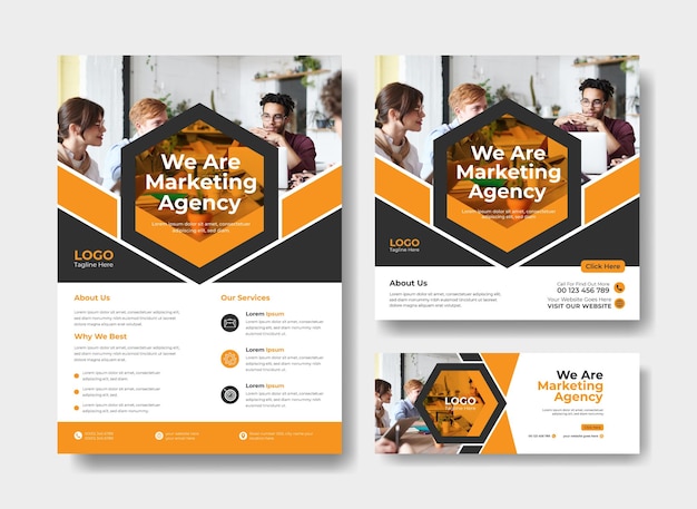 Business agency flyer template. social media post, flyer, fb cover design for digital marketing