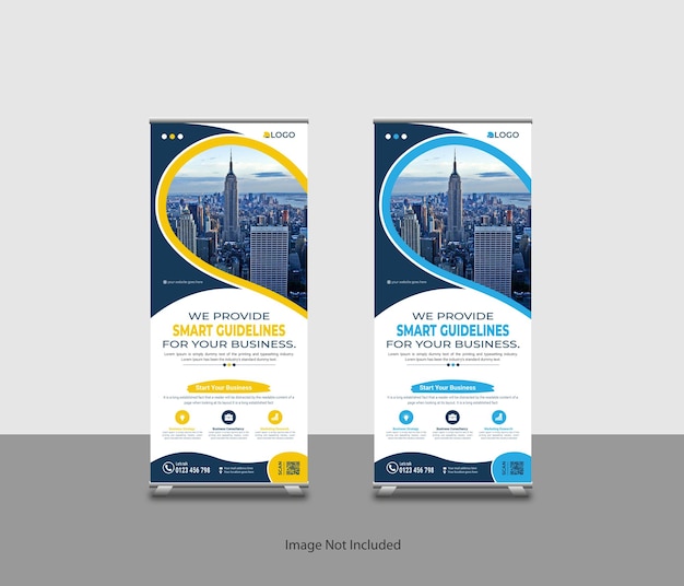 Business agency rollup banner design  or Corporate polygonal roll-up banner template