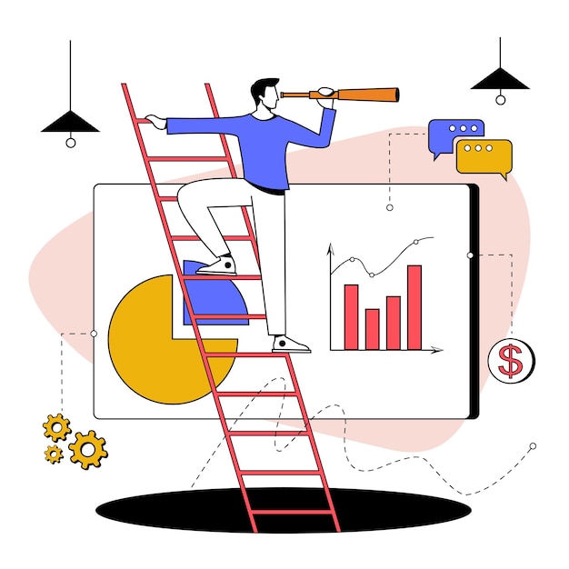 Business analysis, calculate or research for market growth, financial report, investment data or sale information concept