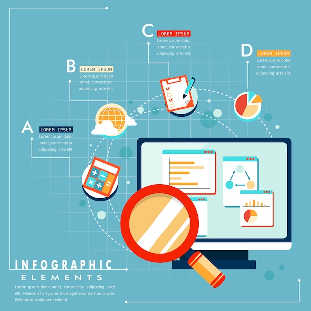 Business analysis concept with tablet and chart graph in flat style