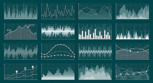 Business analysis economics exchange graphs cyan vector concept illustration