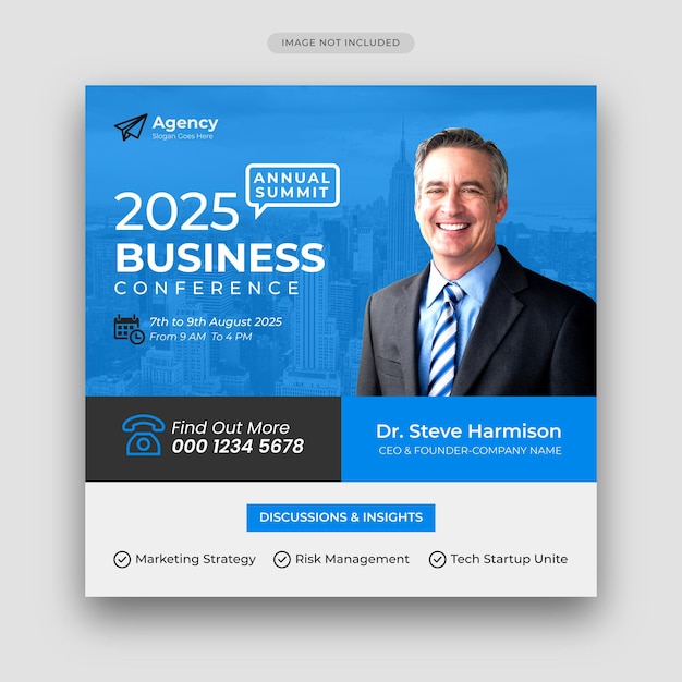 Business annual summit conference social media post and web banner template