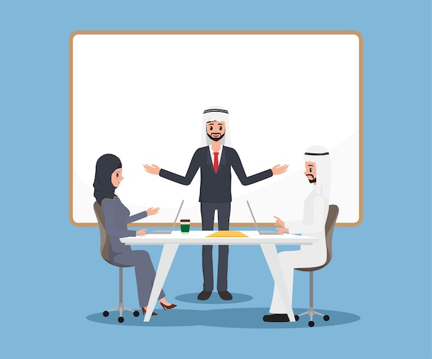 business arab people in meeting room character.