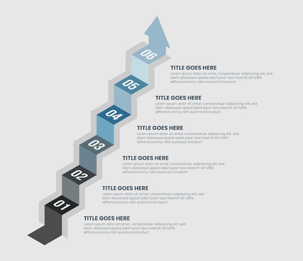 Vector business arrow infographic template design with 6 steps