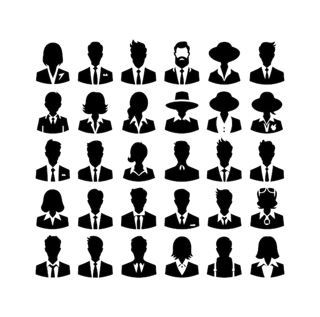 Vector business avatars set silhouette vector