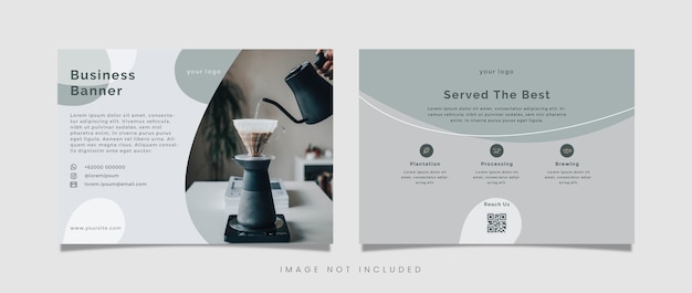 Business banner landscape clean and simple template with coffee theme