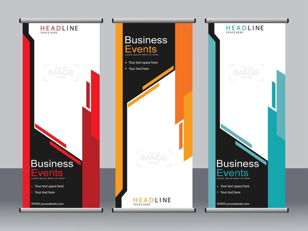 Vector business banner roll up set standee banner template