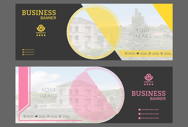 Vector business banner a set of colored horizontal templates with space for a photo illustration