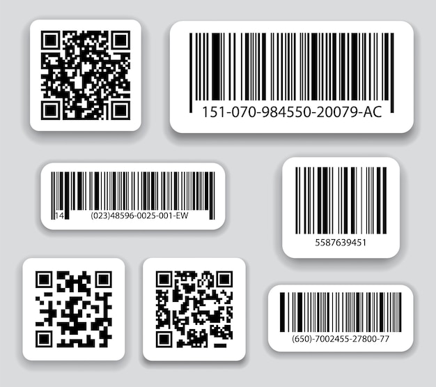 Business barcodes and QR codes vector set.