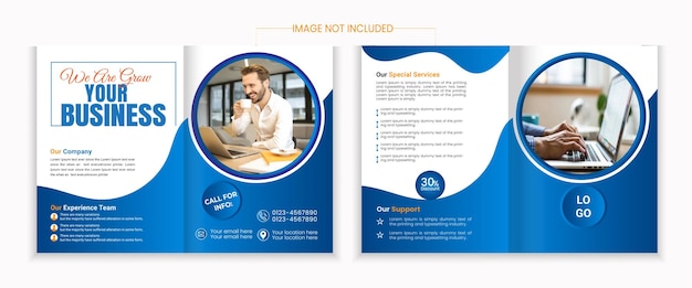 Business bi fold brochure design template And Corporate business bifold brochure template in A4