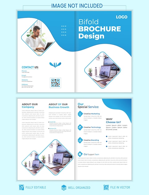 Business bi fold brochure design template Editable Vector File