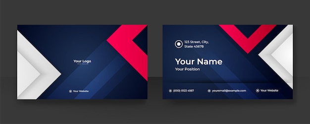 Business blue red black white card design with elegant pattern. Creative and clean business card template. Modern concept with futuristic digital technology corporate style. Modern Vector illustration