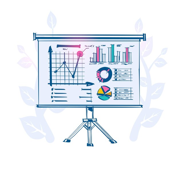 Vector business board flip chart with growing graph diagram vector report market data statistics