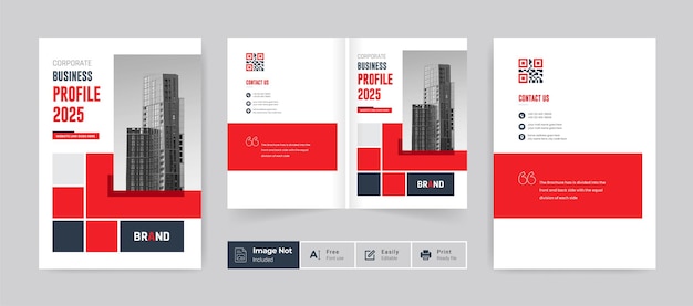 Business brochure design cover template company profile annual report cover page Red color theme