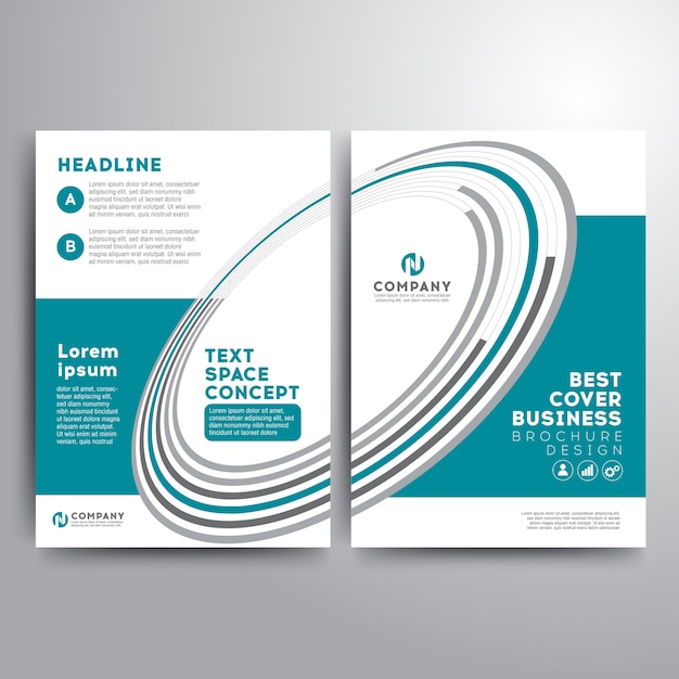 Business brochure template blue gray circle shapes