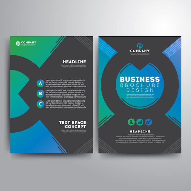 Business brochure template blue gray geometric shapes