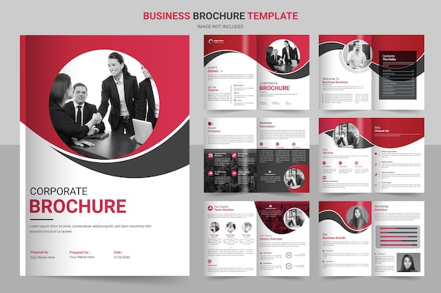 Business brochure template layout design minimal business 12 page red color brochure template design