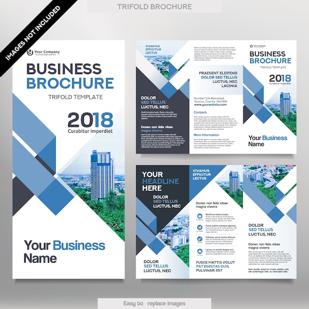 Business Brochure Template in Tri Fold Layout. Corporate Design Leaflet with replacable image.