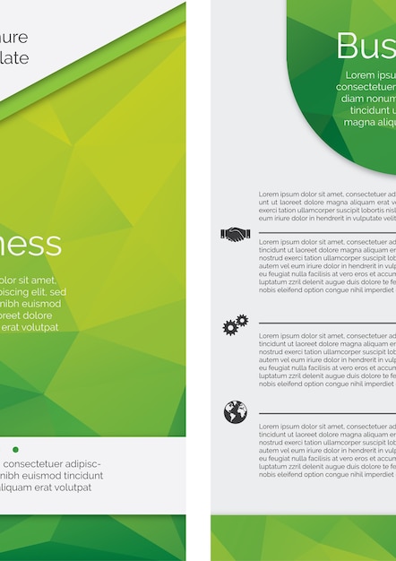 Business brochure with green geometric shapes