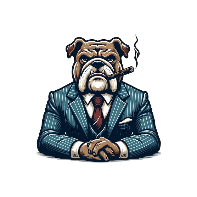 Vector business bull dog with smoking cigarette vector illustration a dog with a cigar in his mouth