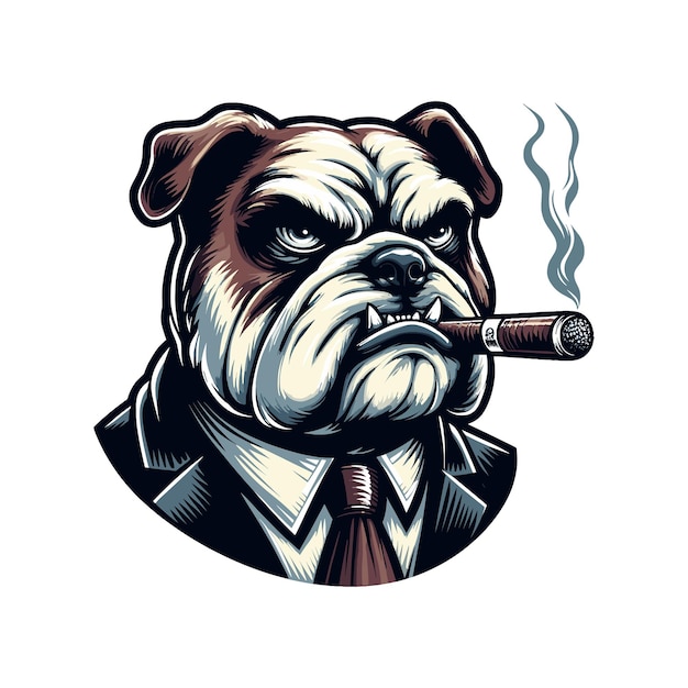 business bull dog with smoking cigarette vector illustration