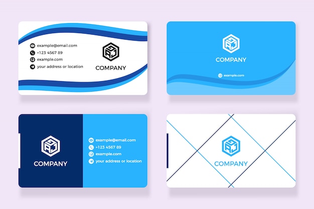 Business card abstract blue wave