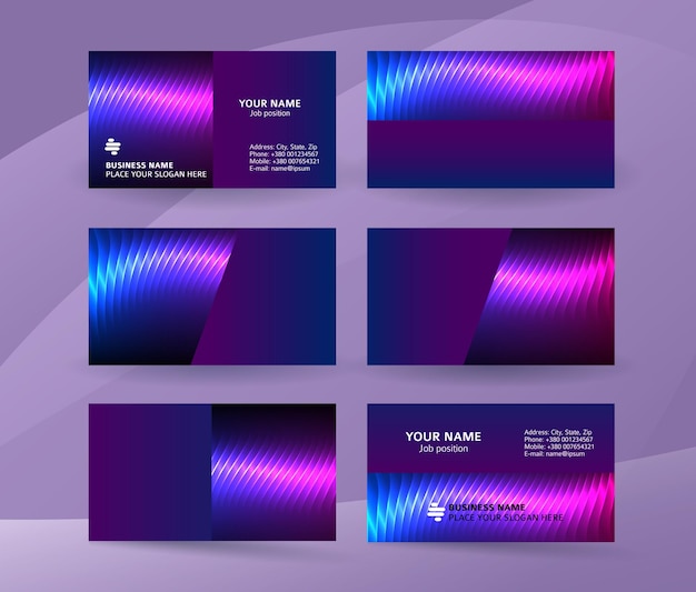 Business card background blue magenta neon effect06