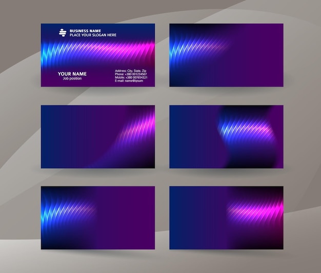 Business card background blue magenta neon effect09