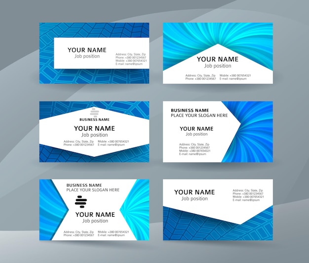 Business card background blue set of horizontal templates09