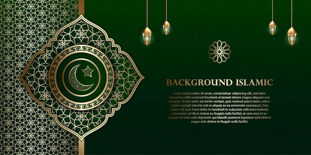 Business card background with an Islamic or Arabic theme luxurious dark green and gold colors