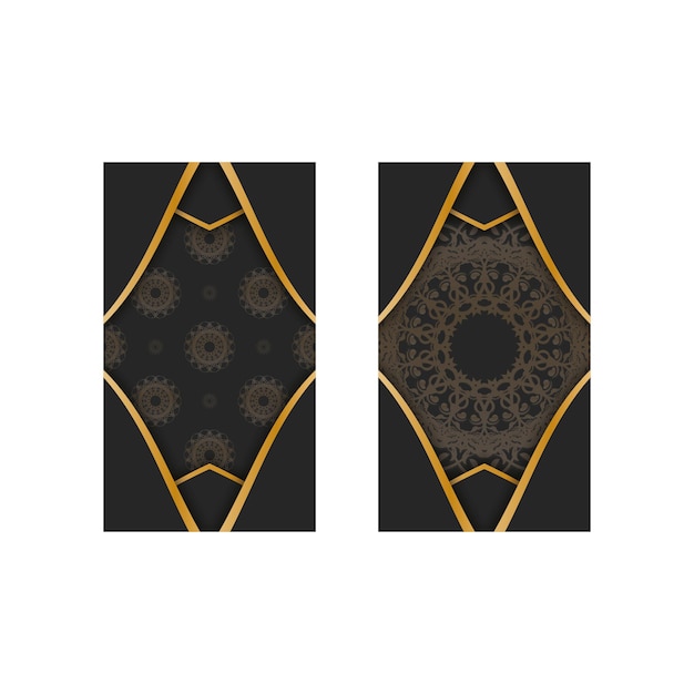 Business card in black with vintage gold ornaments for your brand.