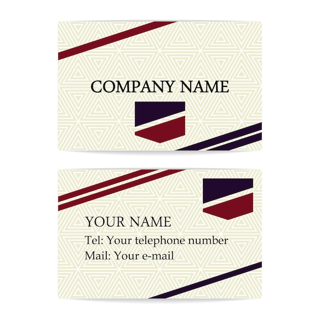 business card blue red striped with geometric background