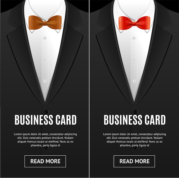 Business Card Bow Tie Set Vector