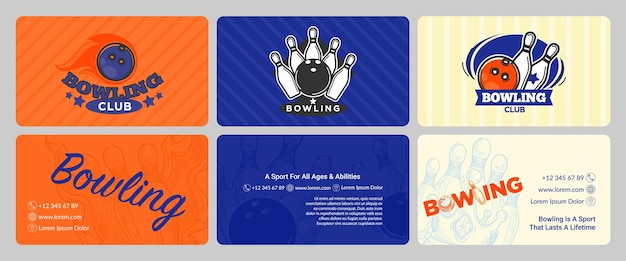 Business card for bowling card set template design