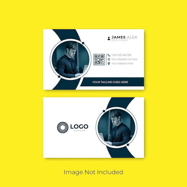 Business Card Design Black Blue White