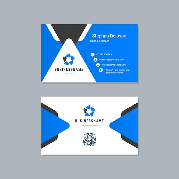 Business card design blue and black colors print template