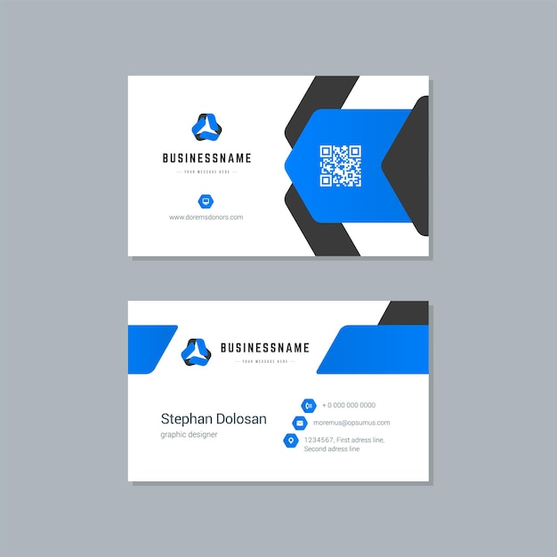 Business card design blue and black colors print template