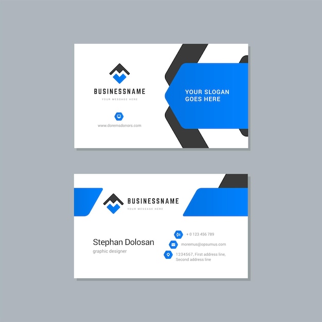 Business card design blue and black colors print template