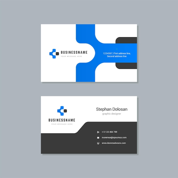 Business card design blue and black colors print template