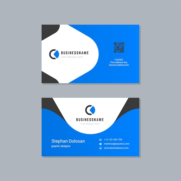 Business card design blue and black colors print template