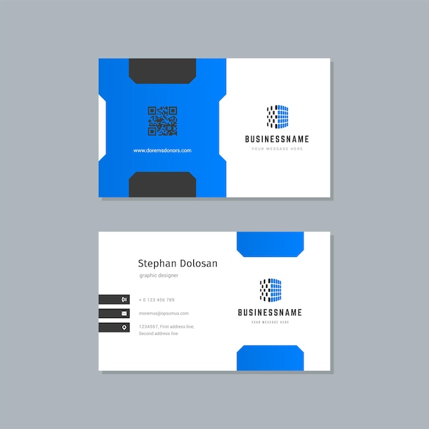 Business card design blue and black colors print template