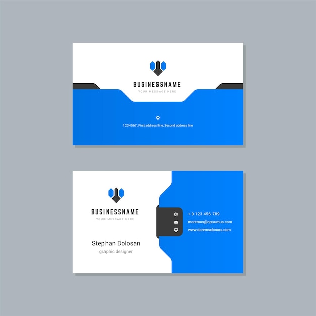 Business card design blue and black colors print template