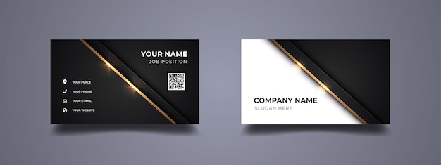 Business card design minimalist and elegant design Abstract gold line with black and white