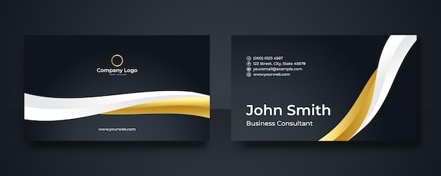 Business card design set template for company corporate style. Black gold color. Vector illustration