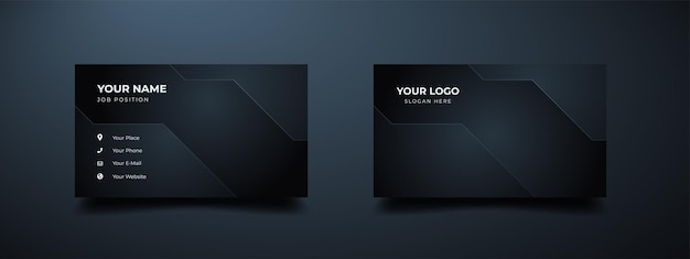 Business card design template with modern shape Dark gradient abstract background