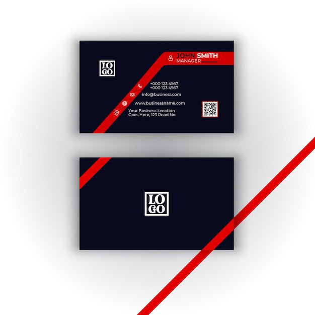 Business card design template with red color